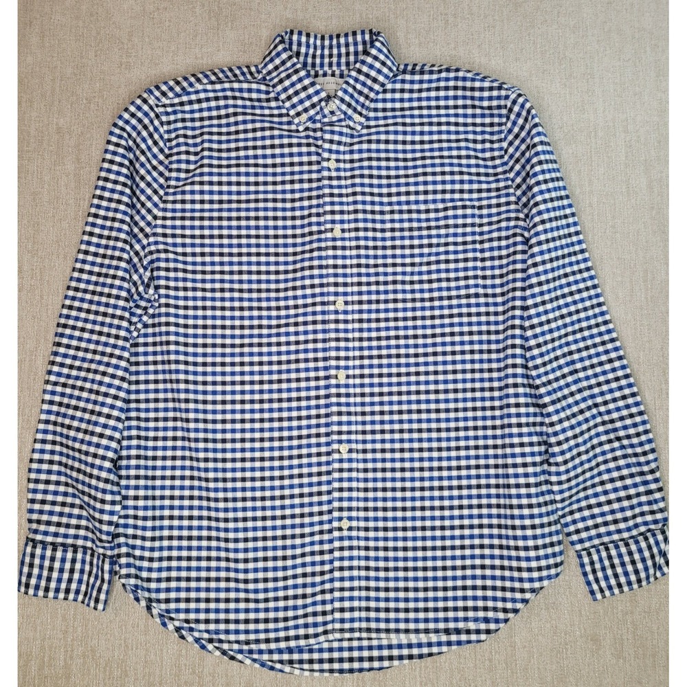 Free Assembly Button Down Shirt Mens L Blue Gingham Plaid Long Sleeve Cotton - Picture 11 of 11